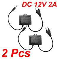 2pcs Power Adapter DC12V 2A EU Plug Input AC110V-240V Outdoor Waterproof For CCTV Surveillance Camera Charger NVR DVR Router LED
