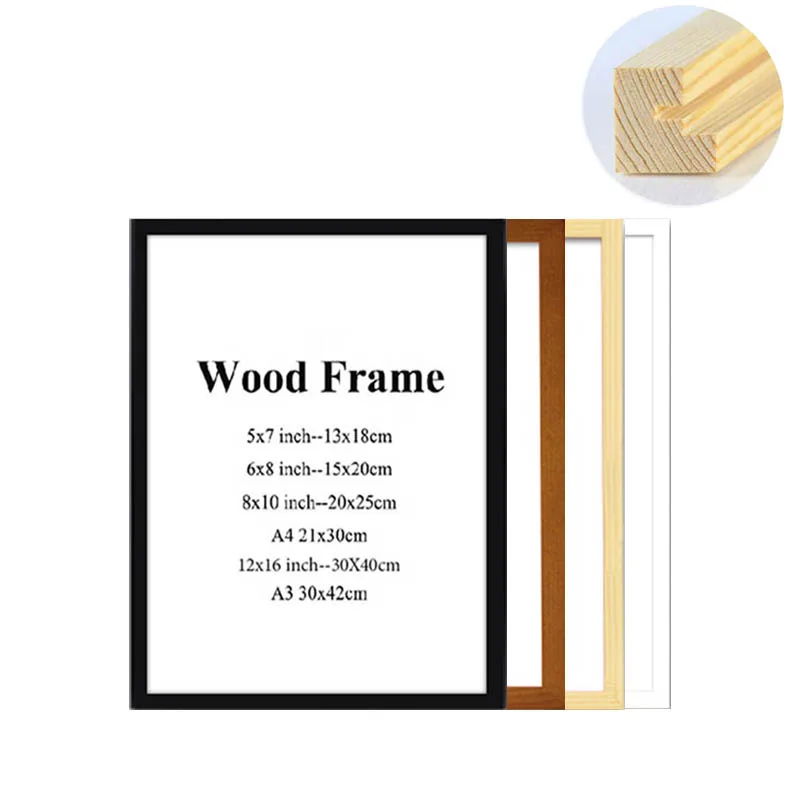 Wooden Photo Frame for Picture Black/White/Walnut Wall Wood Canvas Poster Hanger Frame 15x20cm/20x25cm/30x40cm Desktop Ornament