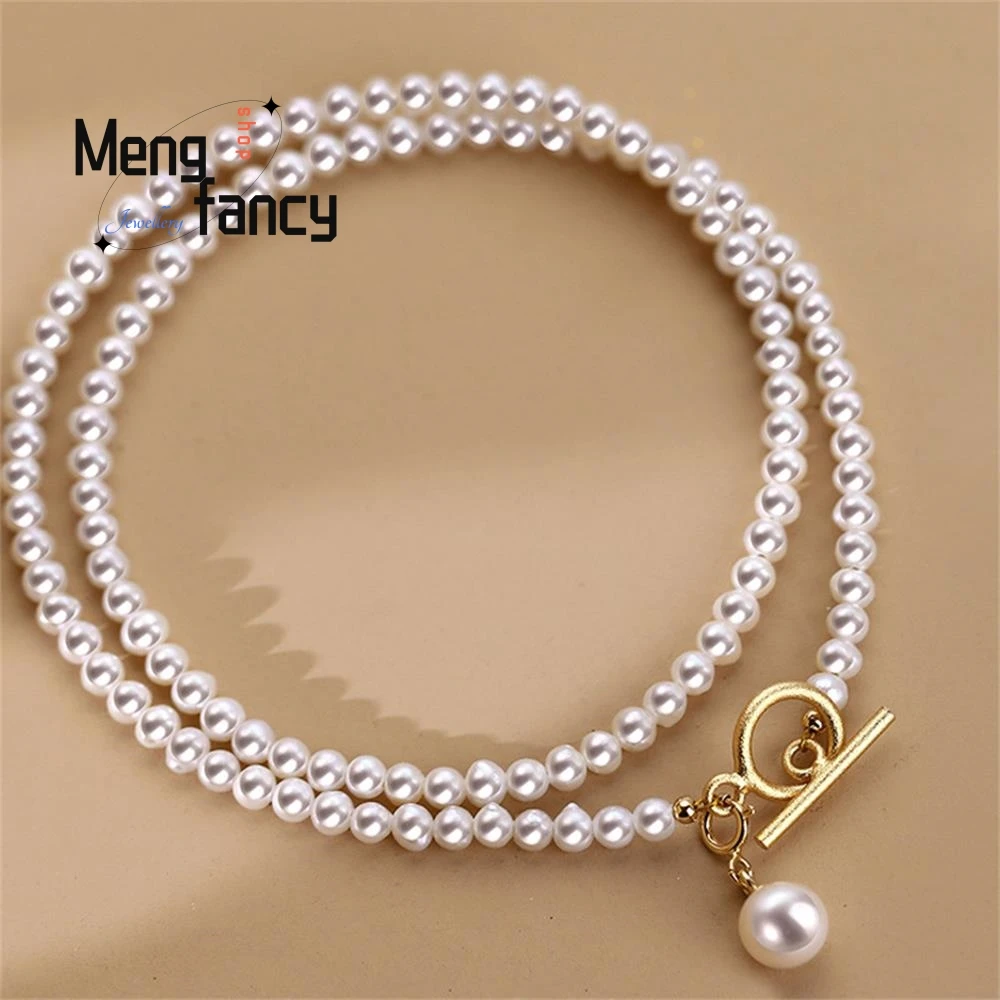 

Natural OT Buckle Collarbone Chain Rice Grain Niche Design Light Summertime Luxury Exquisite Simple Fashion Jewelry Holiday Gift