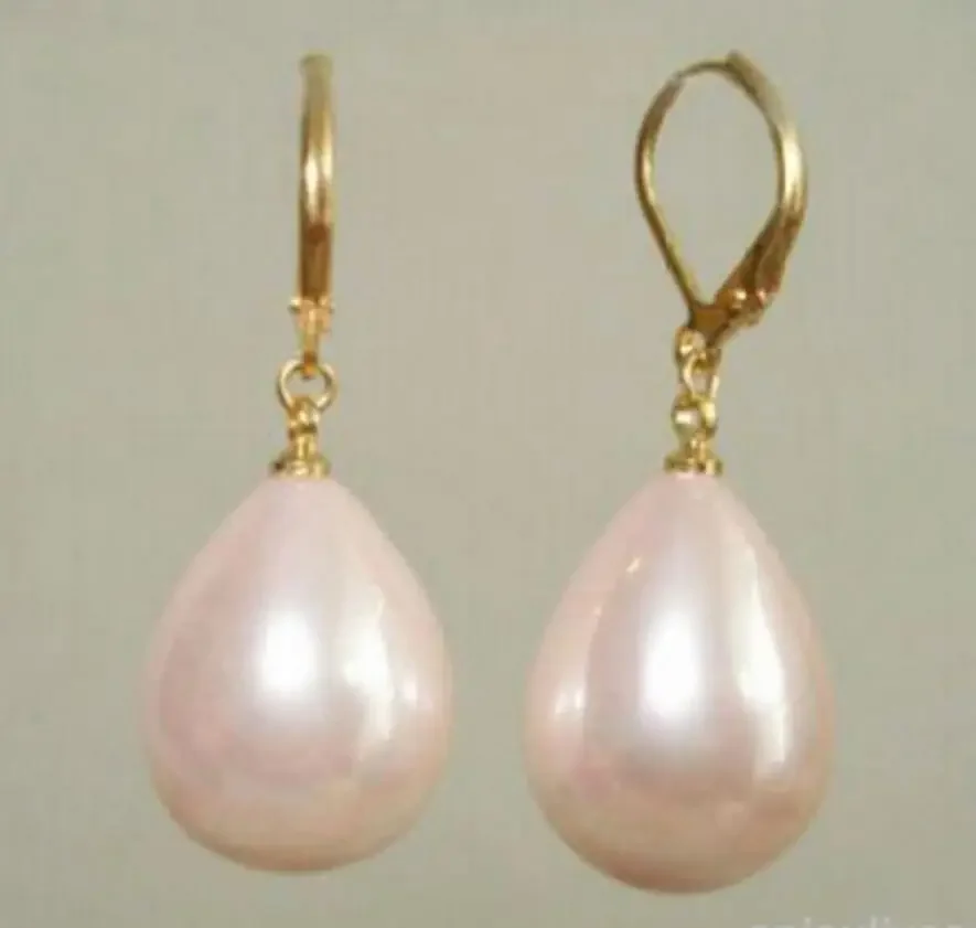 

Hot sale new Style Pink South Sea Shell Pearl Drop Yellow stone Earrings