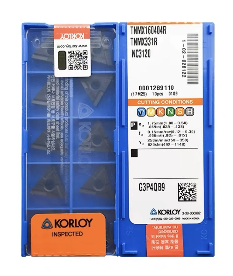 Imagem -03 - Korloy Tnmx160404r Tnmx160404l Tnmx160408r Tnmx160408l-sh Nc3225 X343 Inserção do Carboneto Tnmx Insere