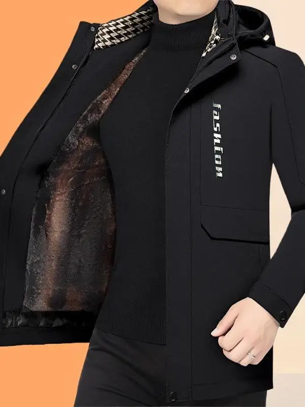 

Зимняя новинка 2025: Модная утепленная мужская куртка с отстегивающимся капюшоном, повседневное деловое длинное пальто из хлопка