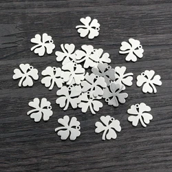 30pcs 12x12mm No Fade Clover Charms 316 Stainless Steel Charm Craft pendant Jewelry Making Accessories DIY for necklace bracelet