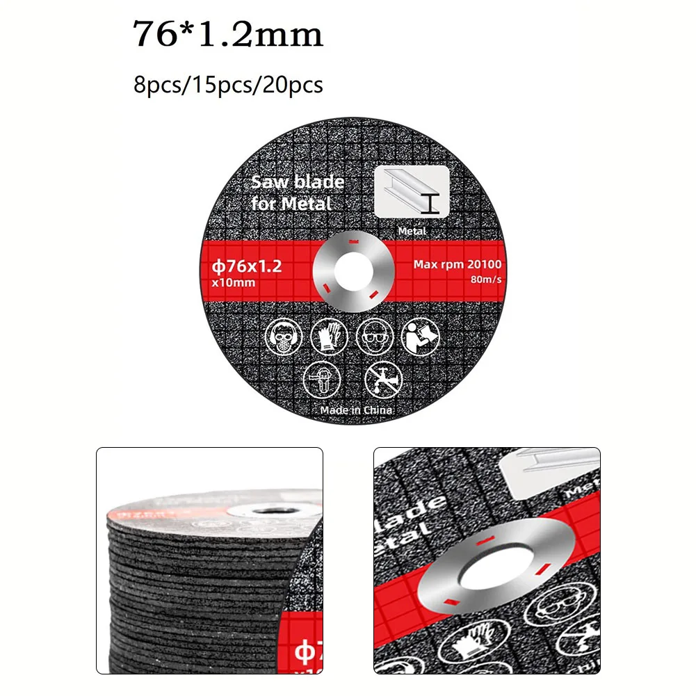 8/15/20pcs 76mm/3" Cutting Disc Circular Resin Grinding Wheel Saw Blades Angle Grinder Cutting Disk Steel Cutting Tool