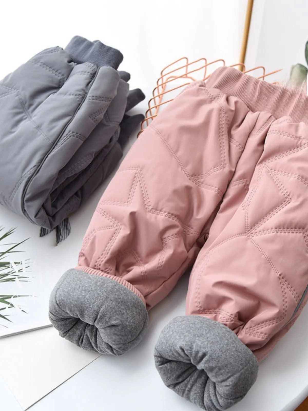 

Thiened Cotton Pants for Boys Girls Winter Outdoor Wear Fce Lined Warm Trousers Children's Clothing Korean Sle ort S...