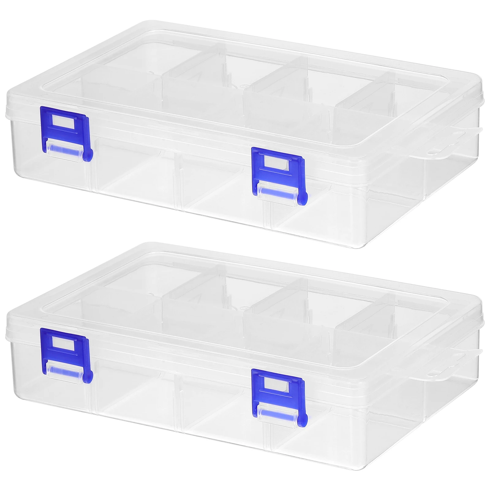

2pcs Plastic Storage Boxes 8Compartments Large Grid Transparent PP Organizer Containers for Jewelry Beads Tools