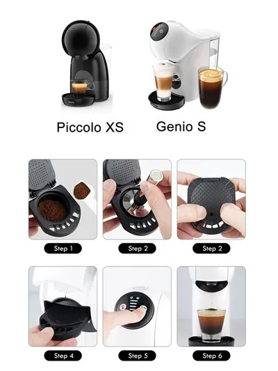 

1 шт. многоразовый многоразовый адаптер для кофейных капсул для переработки кофе, конвертируемый капсулы, совместимый с машиной Genio S Piccolo XS