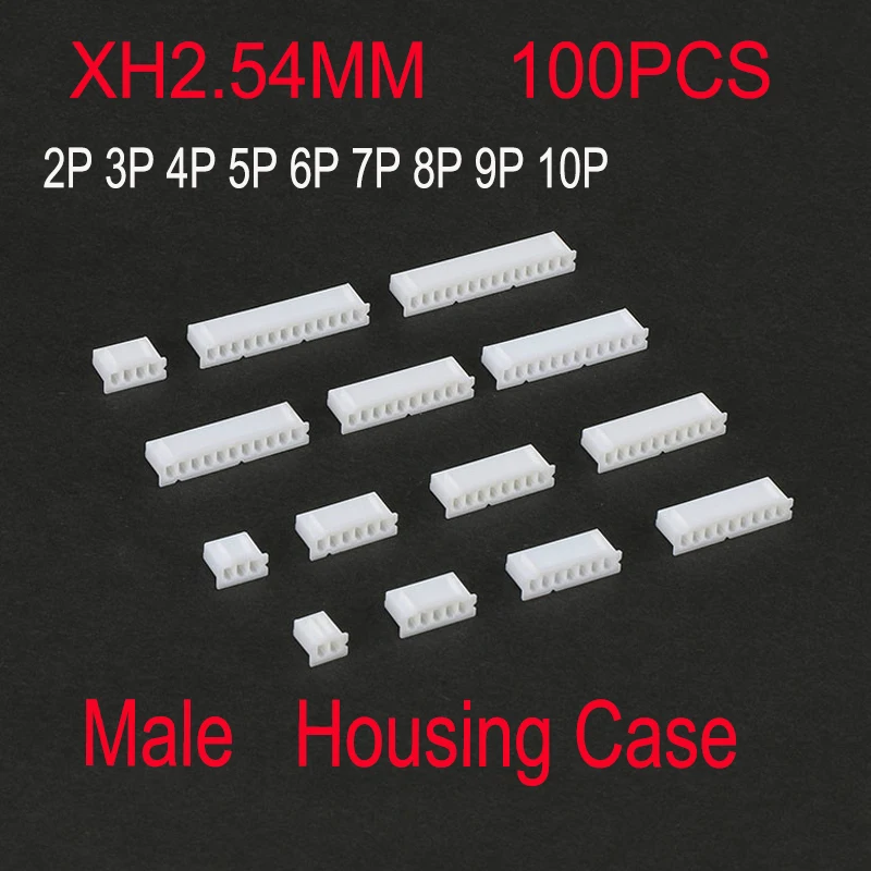 100PCS XH2.54 2.54MM pitch Plastic Case Male Plug+Female Socket Wire Connector 2/3/4/5/6/7/8/9/10 Pin Plastic Connector