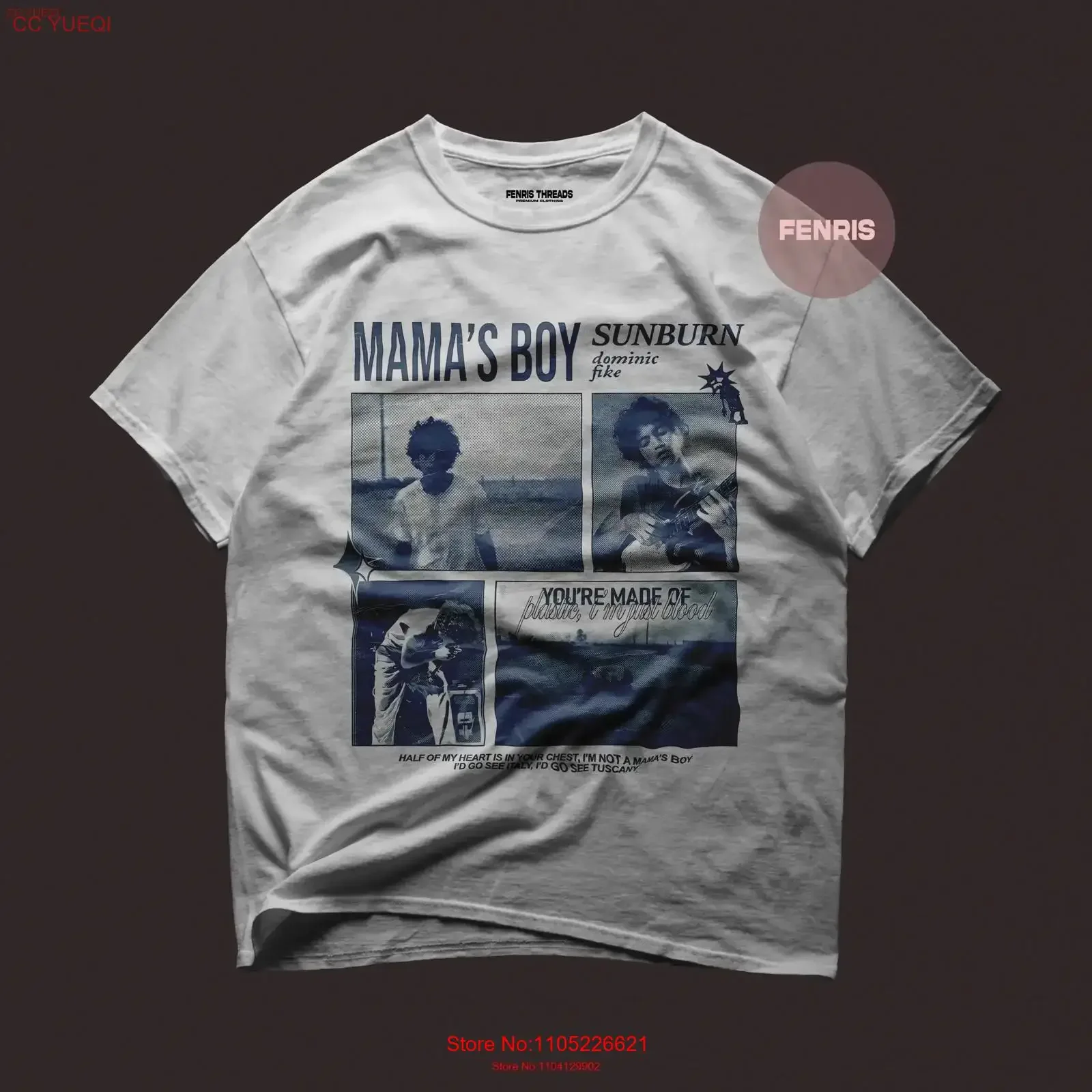 T-shirt Premium Dominic Fike Sunburn Album Mama's Boy Single Nouveau Coton épais vintage Lavé Légèrement tendance Élégant homme