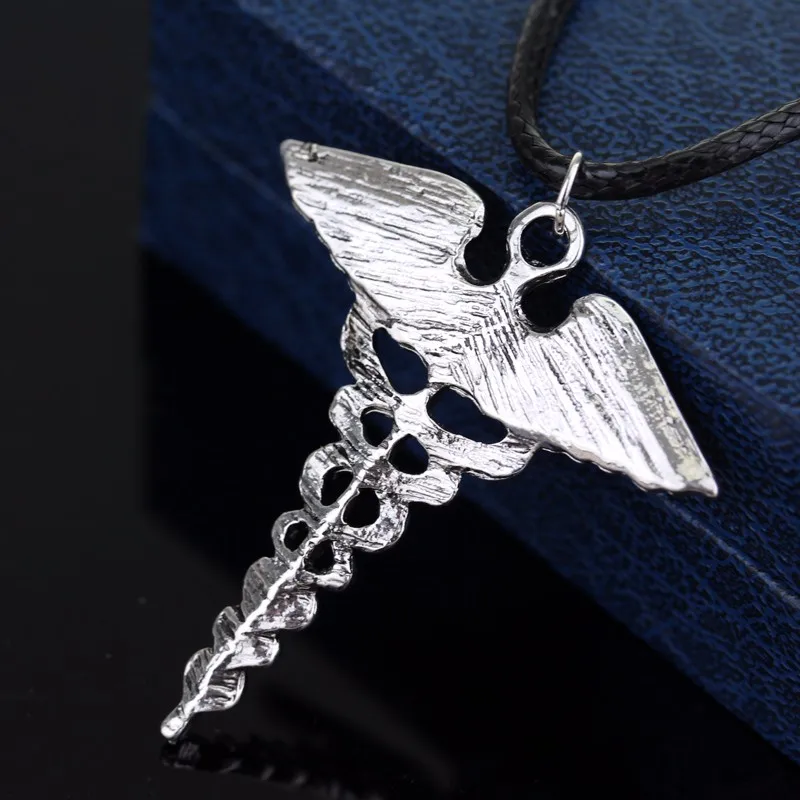 Percy Jackson Necklace Angle Wings Snake Ouroboros Magic Wand Caduceus Asclepius Pendant New Emergency Medical Jewelry Wholesale