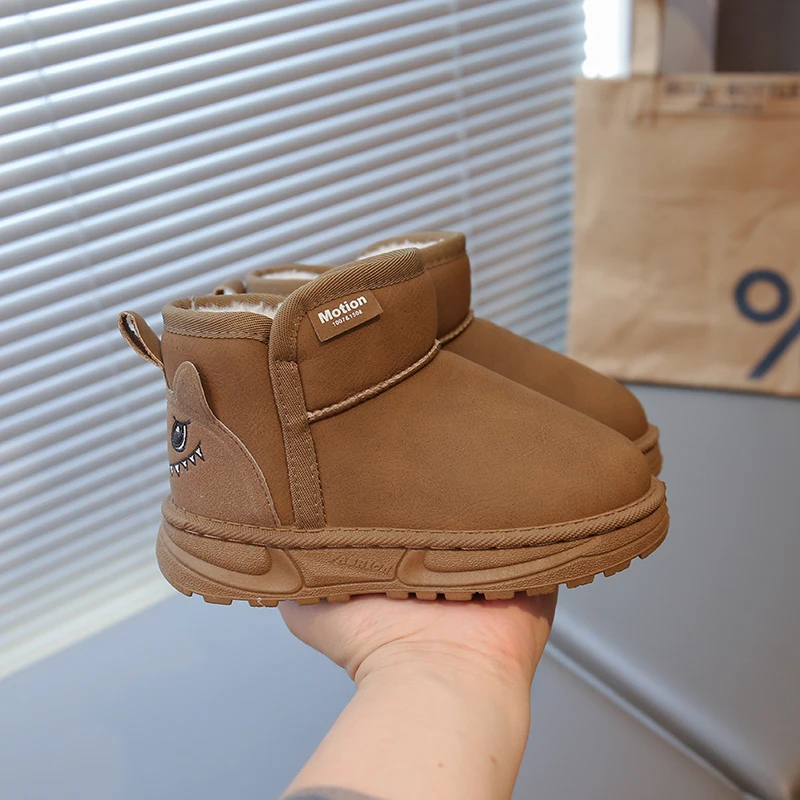 2025 bottes de neige pour enfants hiver nouveau Style épaissi polaire filles antidérapant épais fond souple imperméable filles garçons bottes en coton