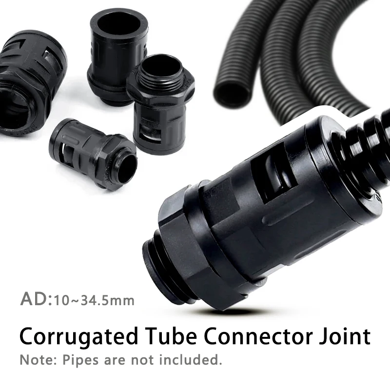 

Corrugated Tube Connector Joint AD10-AD34.5 M12-M32 Auto Line Corrugated Cable Insulated Harness Motor Wire Accessories 1~10Pcs