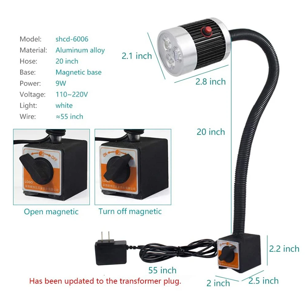 Imagem -04 - Luz de Trabalho Magnética Conduzida 24v 220v da Máquina de Costura do Diodo Emissor de Luz Brilhante Super 3w 6w 9w para as Luzes Industriais da Imprensa da Broca da Trituração do Torno