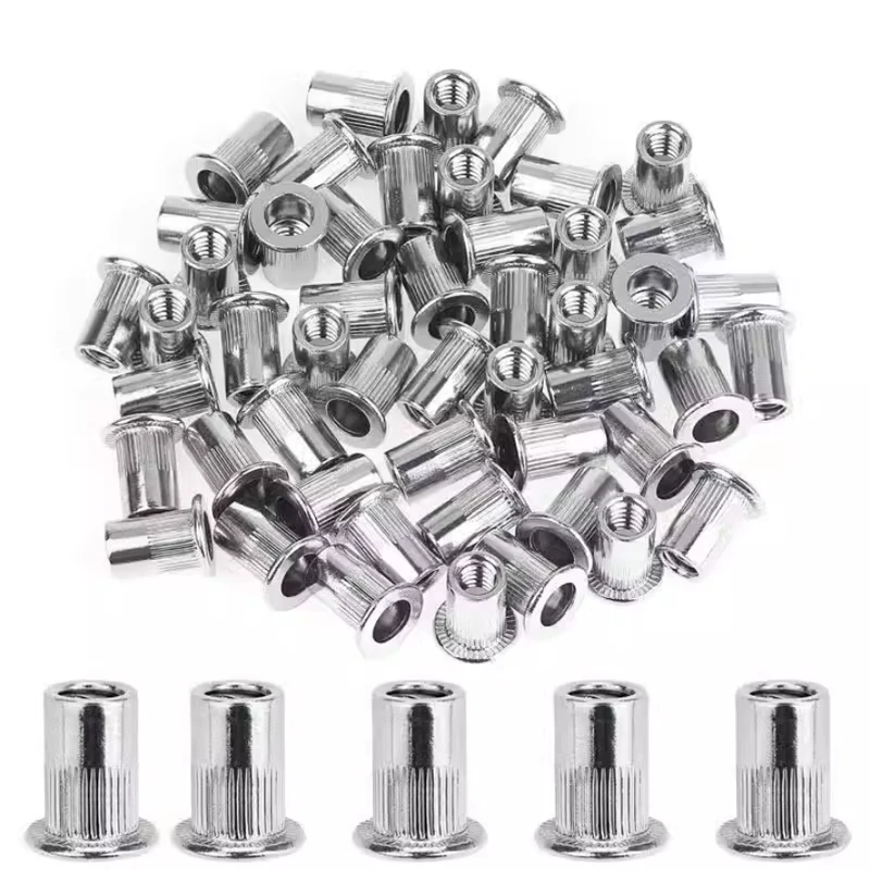 5/10pcs M3 M4 M5 M6 M8 M10 M12 Flat Metric Threaded Rivet Nuts Aluminium Flange Rivnut Insert Nutsert Nuts Fastener