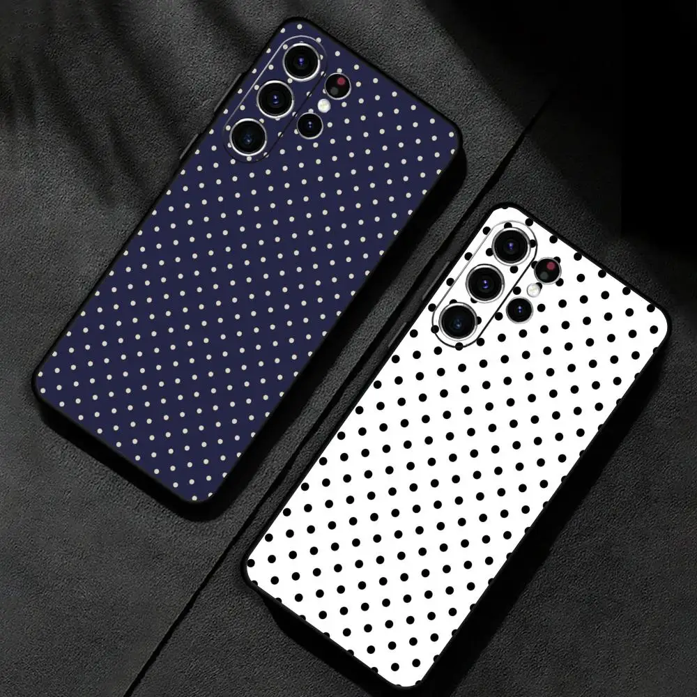 Minimalist Black White Polka Dot Phone Case For Samsung Galaxy S26 S25 S24 S23 S22 S21 S20 Plus Ultra Soft Black - view 3