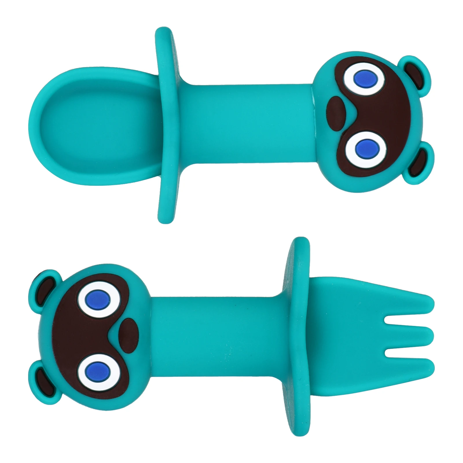 

Silicone Spoon Baby Fork Infant Cartoon Shaped Toddler Cutlery Set Safe Practical Use Complementary Food Fruit Mud Canned Dining