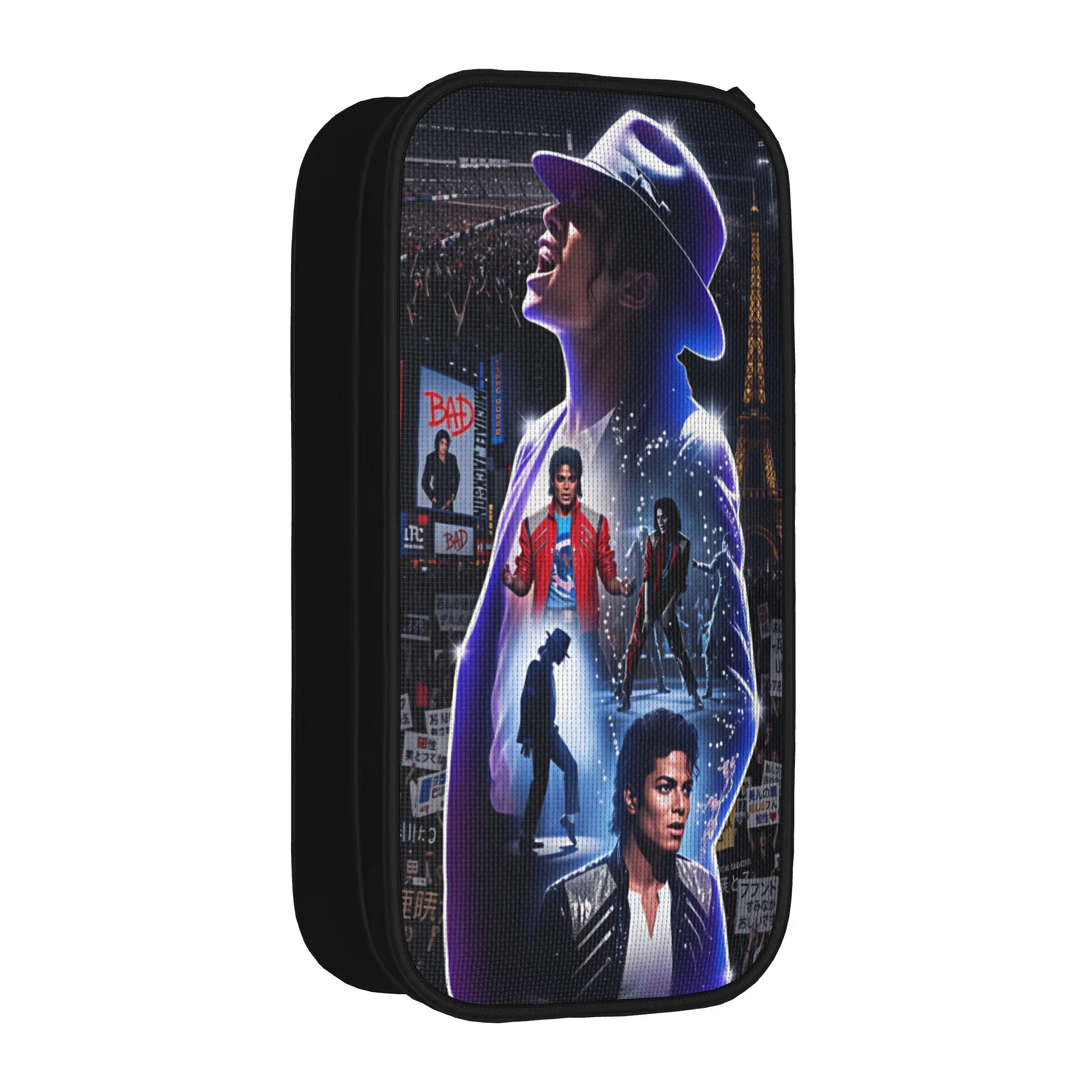 Michael Jackson Pencil Case  School Pencil Cases Double Layer Boy Girl Cute Portable Pencil Box School Stationery