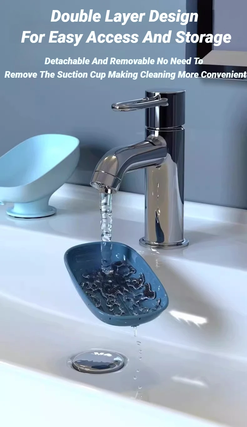 Selbstentleerender Seifenhalter mit Super-Saugnapf, tragbarer Aufbewahrungsbehälter für Badezimmer, Küche, Schwammzubehör und -bedarf. – Detail 9