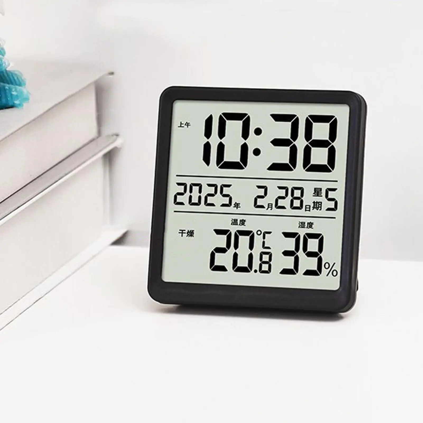 Multi-Function Indoor Wall And Desk Clock With Temperature Humidity Date Display Magnetic Mount Indoor Humidity Gauge