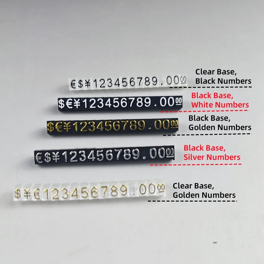 50 conjuntos de mini jóias de plástico número preço barra tira exibição marcada partículas stands destacáveis com moeda