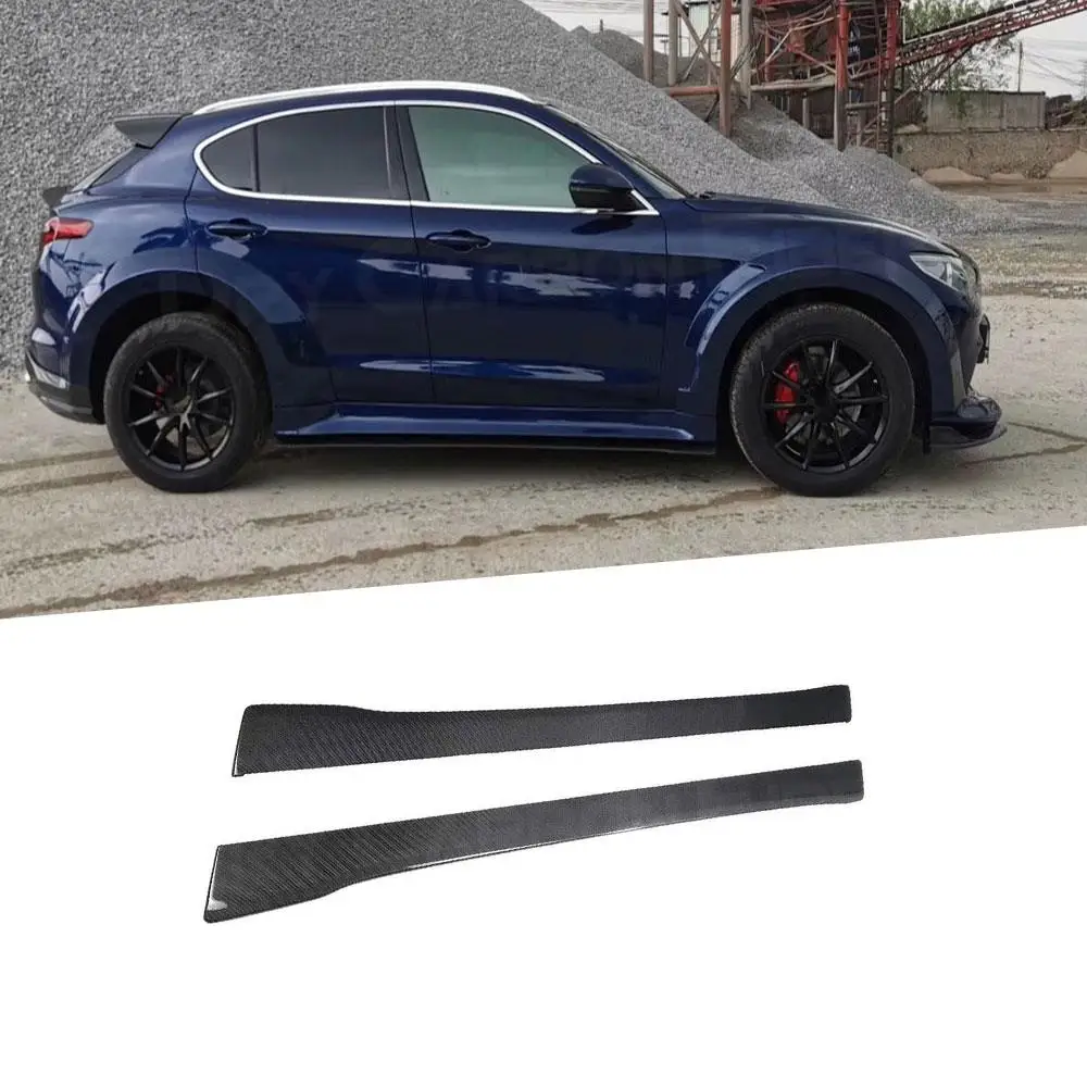 

Dry Carbon Fiber Side Skirts Door Bumper Lip Aprons For Alfa Romeo Stelvio 2017 2018 2019 Car Styling FRP