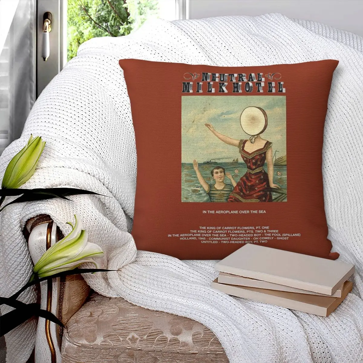 Neutral Milk Hotel In The Aeroplane Over The Sea Square Pillowcase Pillow Cover Cushion Comfort Throw Pillow for Home Bedroom