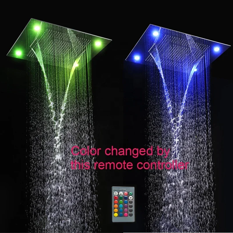 2023 Bathroom Faucet Accessories 304 sus LED Showerhead Embedded Ceiling Mounted Rainfall, Waterfall, Water Curtain