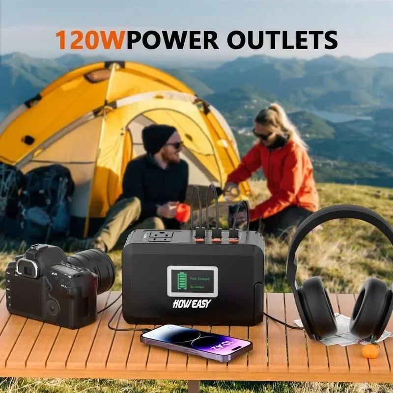 HOWEASY 120W Portable Power Bank, 88WH/24000mAh Portable Laptop Charger Battery Backup for CPAP Outdoor Camping Trip Hunting