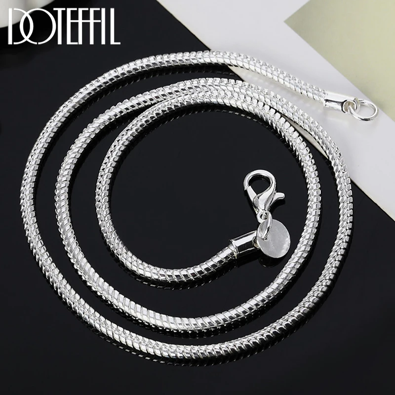3mm Schlangen knochen kette Halskette Silber Farbe 16/18/20/22/24 Zoll für Frauen Männer Hochzeit Modeschmuck Charme Geschenke