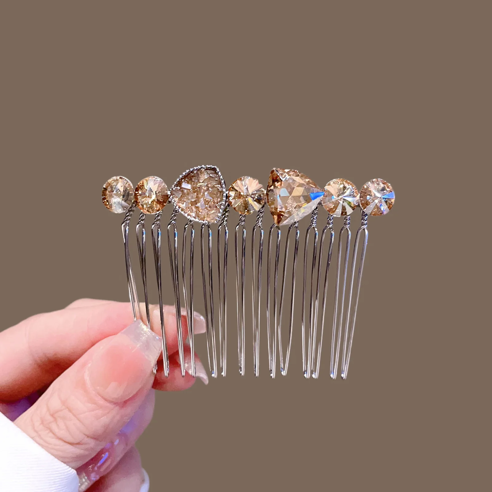 Rhinestones Crystal Hairclips Fashion Hair Combs Metal Hairpins Side Clips for Women Hair Styling Accessories Bun Headdress