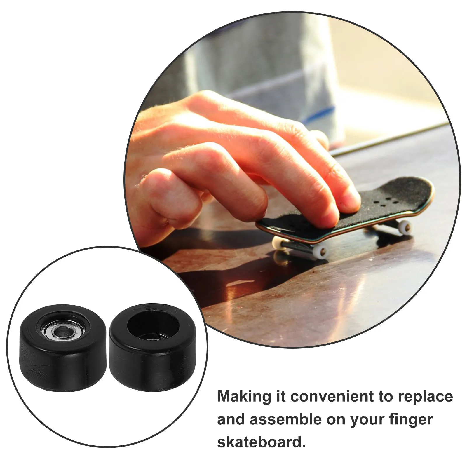 4 pçs dedo rodas de skate rolamentos suave rolamento rápido substituição resistente conjunto roda para mini skate reparação peças