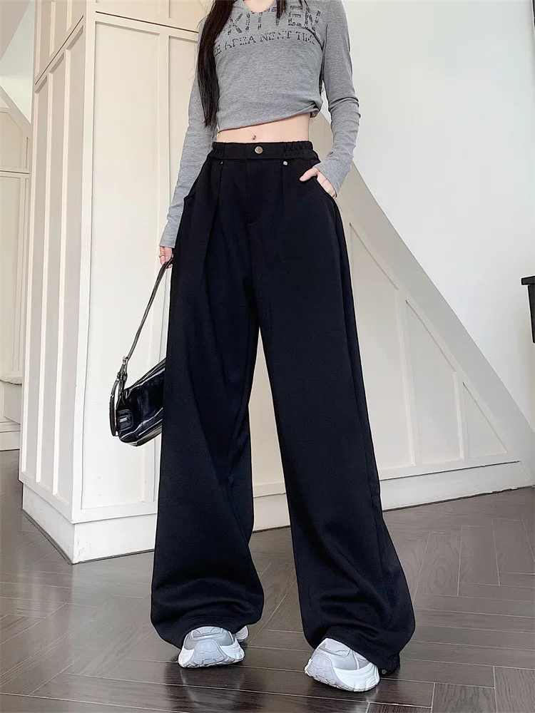 2025 pantalones sueltos de peso pesado con cuchillo de plátano para hombres y mujeres, pantalones de chándal informales plisados adelgazantes americanos drapeados ey, pantalones de chándal juveniles de primavera