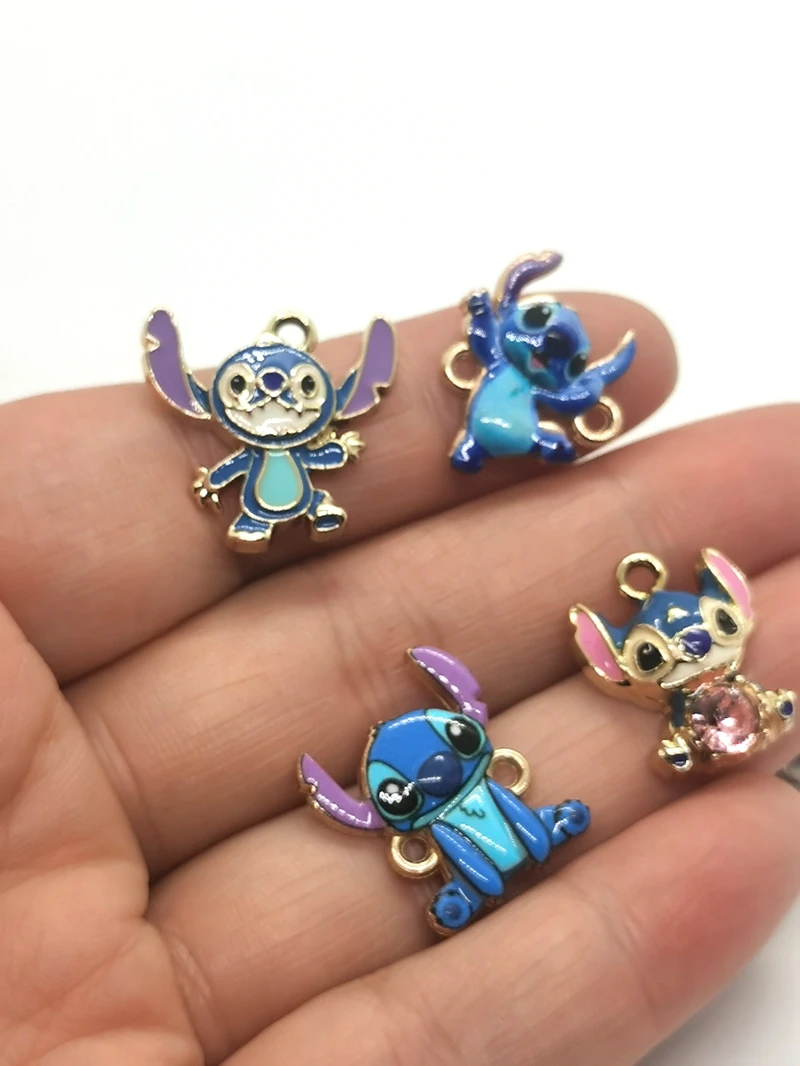 

Lot cartoon 10 PCS Disney stitch Charm Earrings DIY Key chain Necklace Pendant Bracelet Jewelry Handmade Findings Gift