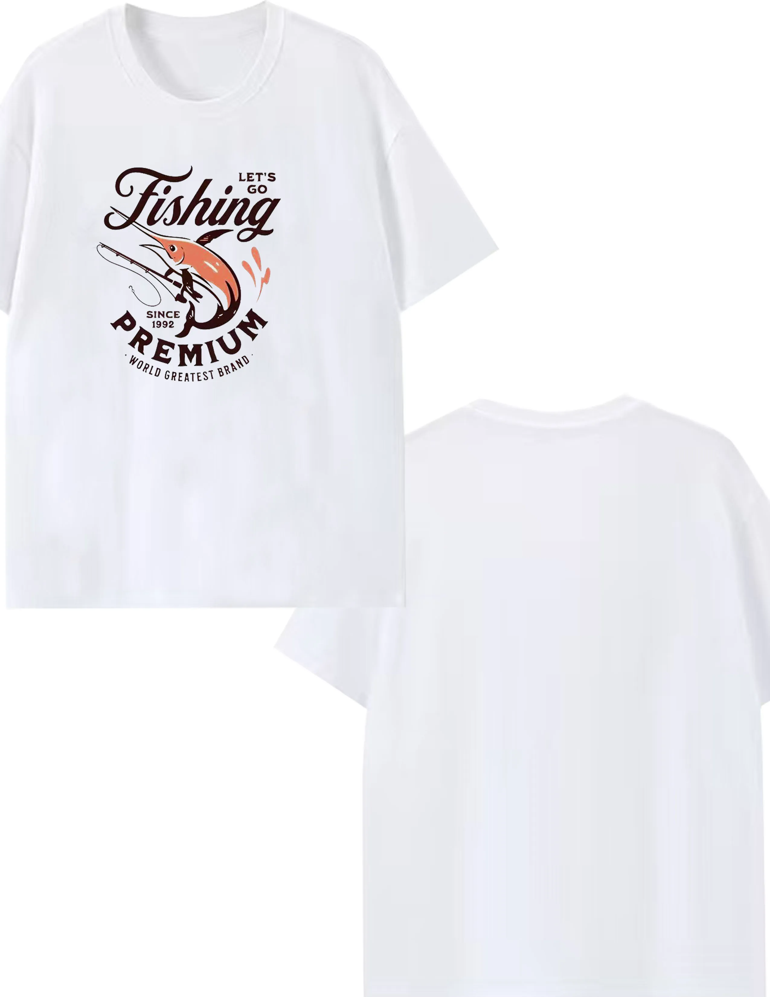 

Let's Go Fishing Since 1992 Premium World Greatest Brand Print T Shirt Men Women Casual Short Sleeve Top For Fishing Enthusiasts