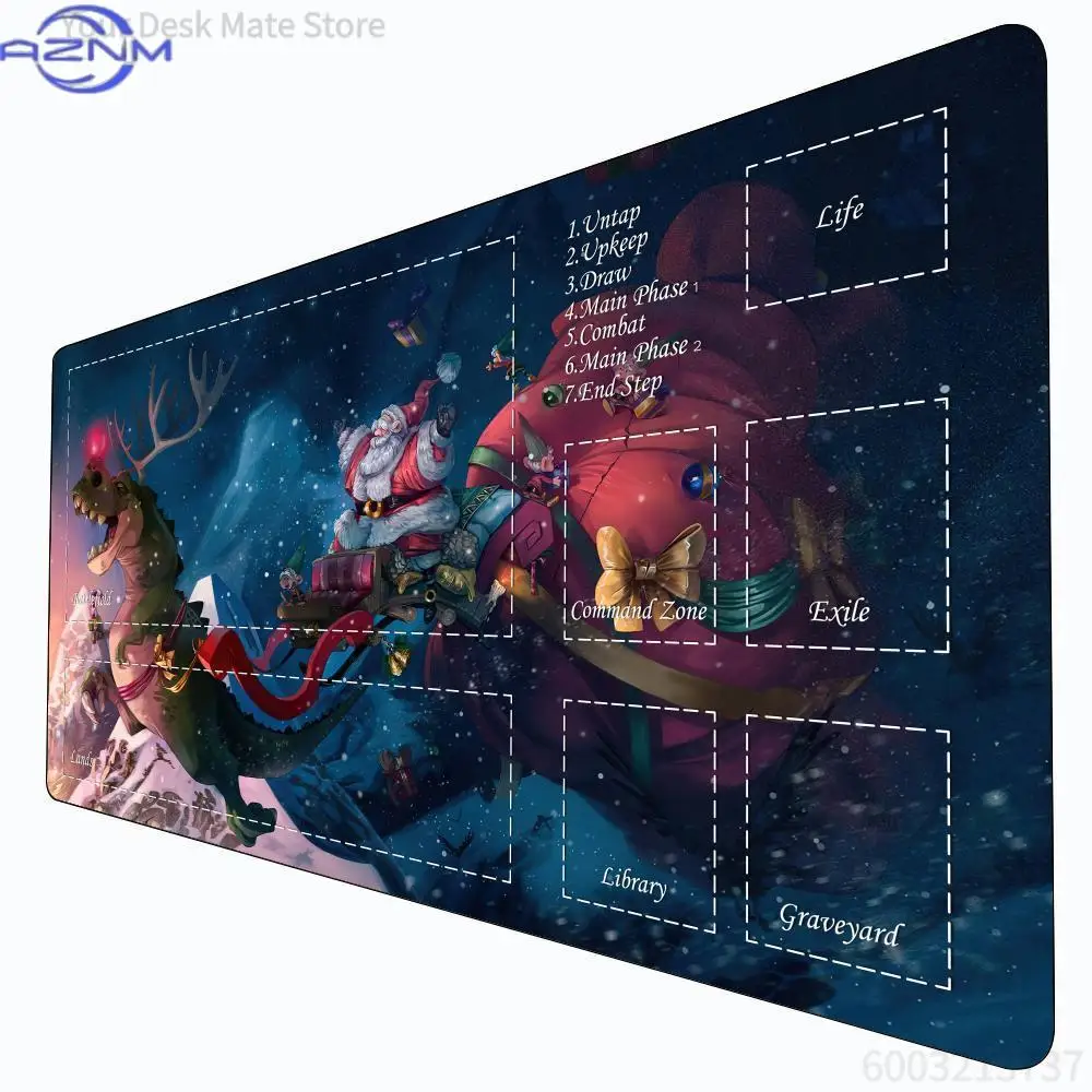 Tapete de Jogo de Cartas Mágicas com Tema Exclusivo de Papai Noel, Tapete de Mesa MTG, Tapete de Jogo Commander, Ideal para Enco