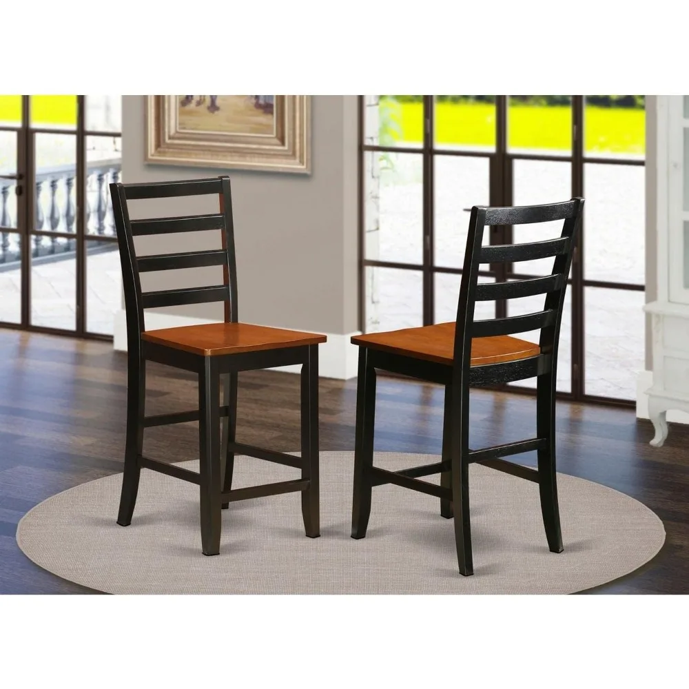 

FAS-BLK-W Fairwind Counter Height Barstools - Ladder Back Wood Seat Chairs, Set of 2, Black & Cherry stool chair