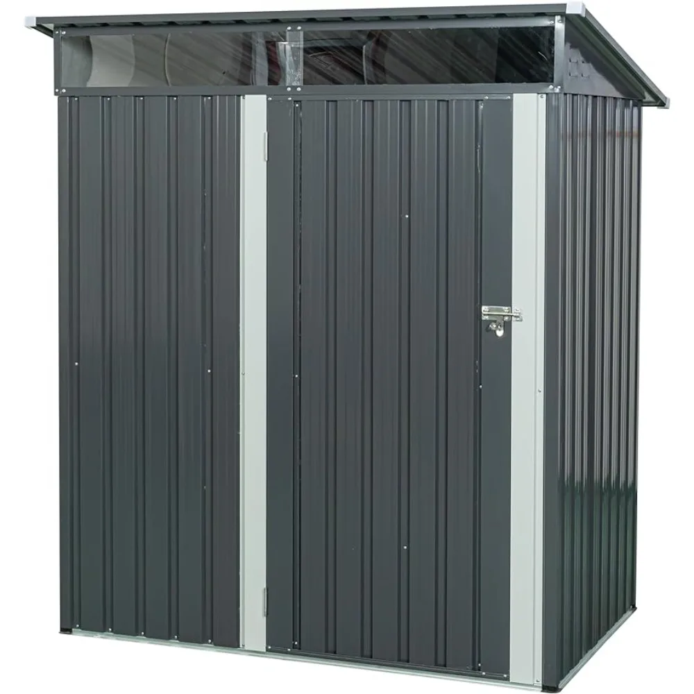 

5X 3-foot outdoor storage shed with hinged door and padlock utility tool shed storage room for backyard garden lawn