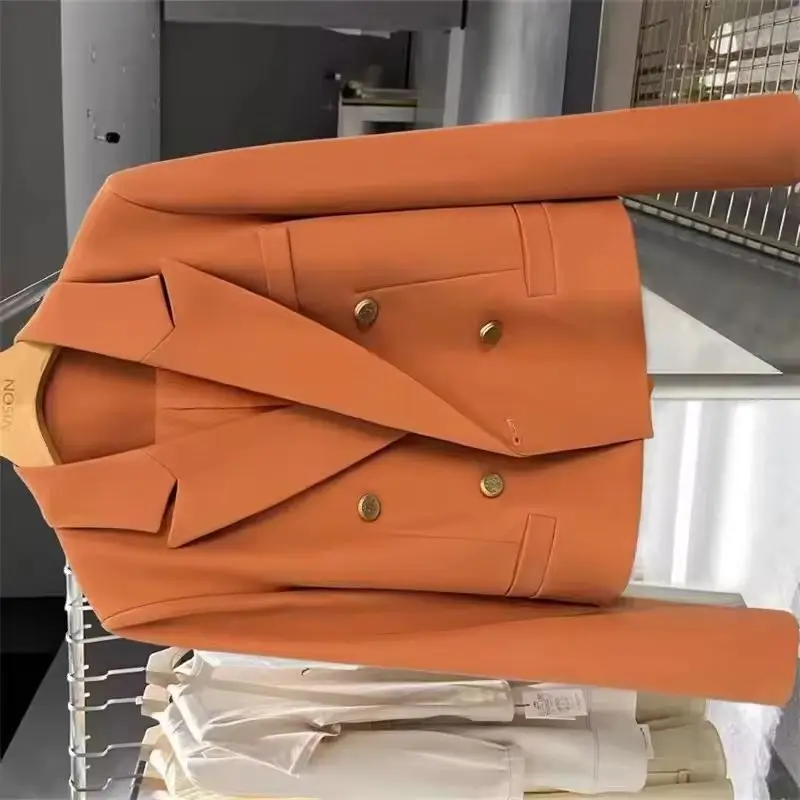 

2025 Blazer Woman Jackets Autumn New Solid Color Long Sleeve Fashion Short Elegant Casual Office Blazers Ladies Outerwear Top