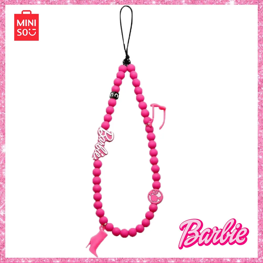 

MINISO Barbie 2023 fashion Manual chain Fine beading Mobile phone case bracelet sling for girl birthday Christmas gift