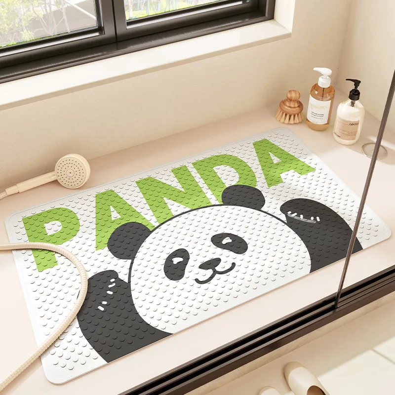 

Противоскользящий коврик для душа с рисунком панды, длинная подушка для ног для ванны, присоски, сливные отверстия, которую можно стирать в машине, подушка из ПВХ, безопасная