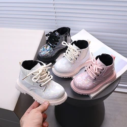 2024 Star Printed Kids Fashion Boots Spring Autumn PU Zip Toddler Children Ankle Shoes Anti Slip Baby Girls Boys Boots