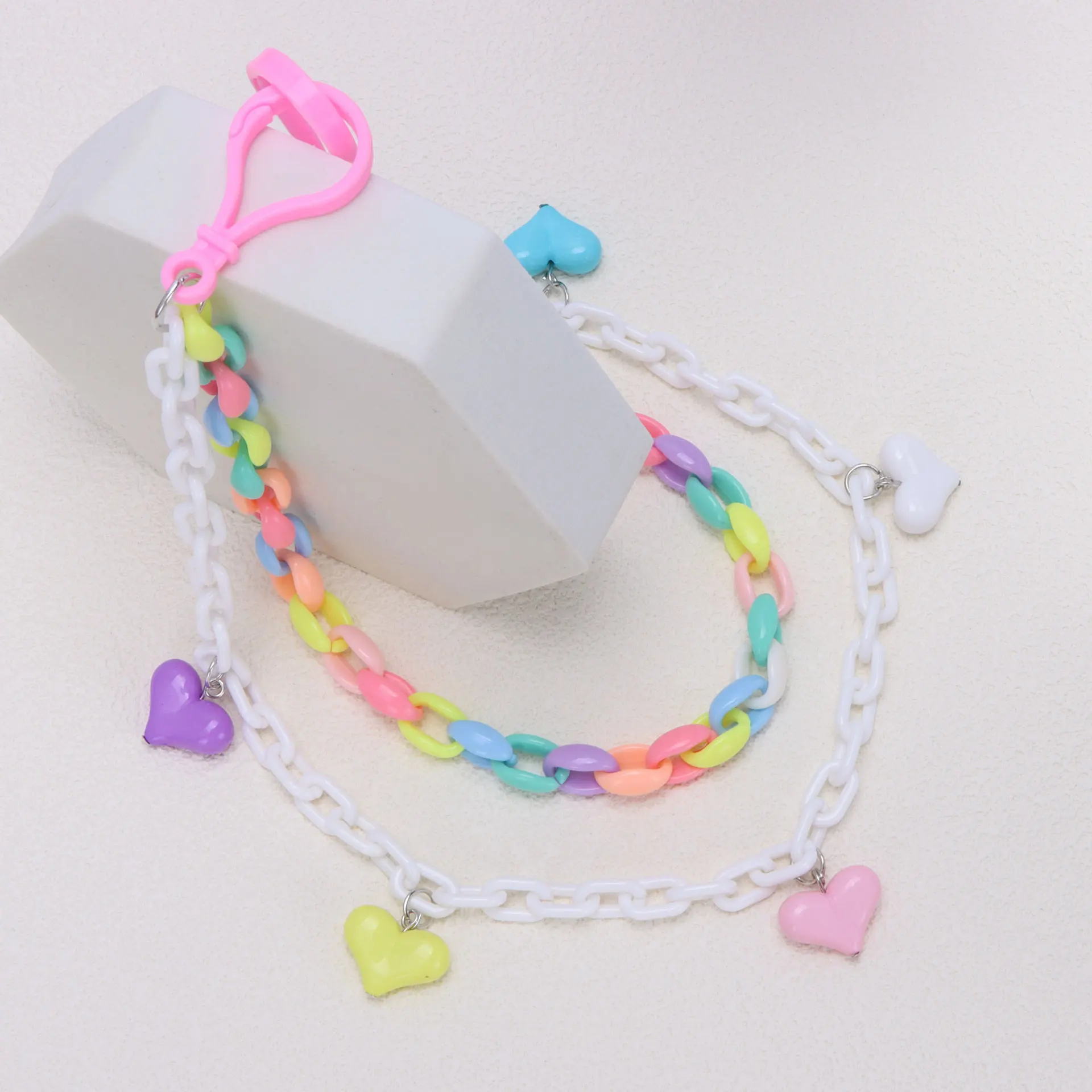 New Rainbow Resin Chain Keychain Women Girls Cut Multicolor Lollipop Waist Chain Acrylic Trousers Chains New Y2K Jewelry Gifts