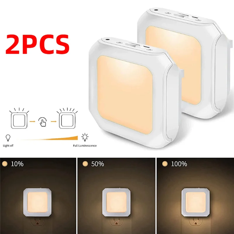 BHTS-2Pcs LED Night Lamp Lights Stepless Dimming Wall Lights For Home Bedroom Corridor Aisle Room Light Control
