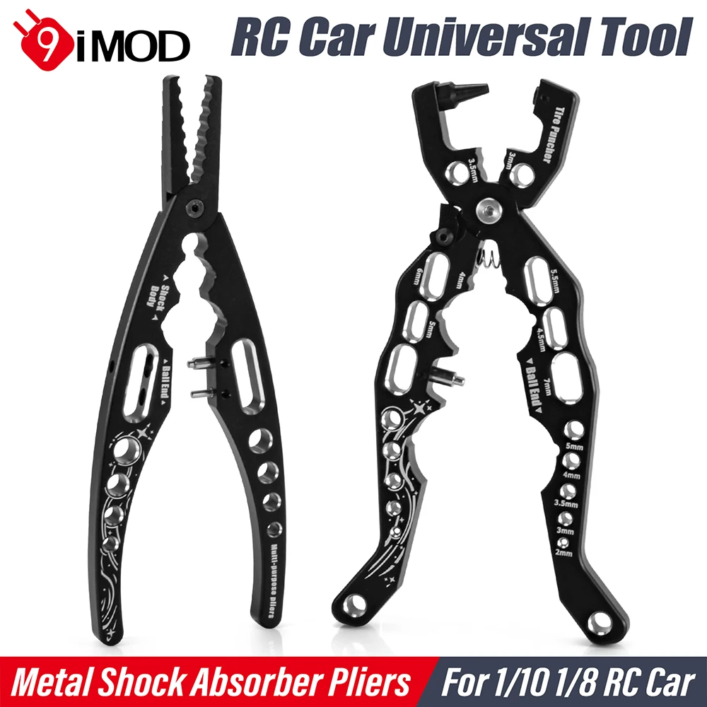 9IMOD RC Car Universal Shock Pliers Multi-functional Ball Head Pliers Metal Repair Tools Tire Hole Opener For 1/10 1/8 RC Car