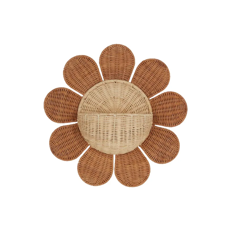 Rattan Wall Hanging Basket Nordic Letters Mail Box Sunflower Woven Basket Keys Storage Basket For Stairs Pantry Entrance Bedroom