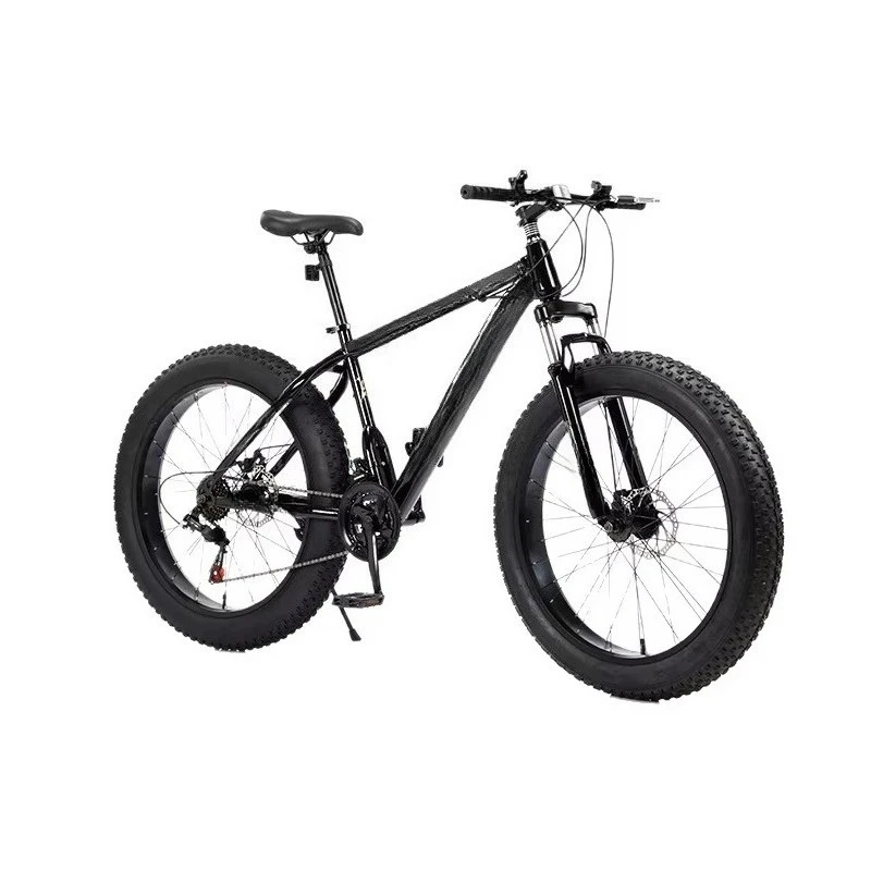 BRSnow Beach Mountain Bike Large Tires Variable Speed Iron Frame 7-Speed Dual Disc Brakes Shock Absorption Stock 26inch Off-road