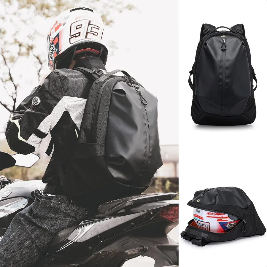 Motorcycle Backpack for Men 35L Waterproof Helmet Backpack for Travel Daily Office Trips Motorcycle Accories