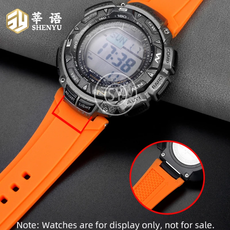 Shenyu-Pulseira de relógio entalhado para série CASIO PROTREK PRG-240/T PRG-130Y, pulseira de silicone impermeável e impermeável