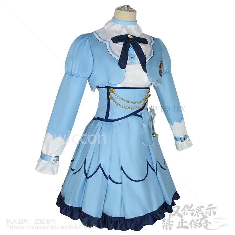 Amamiya Kokoro Anime YouTuber VTuber NIJISANJI Vliver disfraz de Cosplay vestido de Lolita peluca azul traje encantador Sexy conjunto de niña personalizado