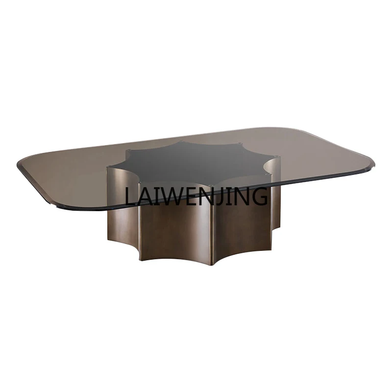 HLZ Italian light luxury coffee table tempered glass square coffee table living room simple and modern